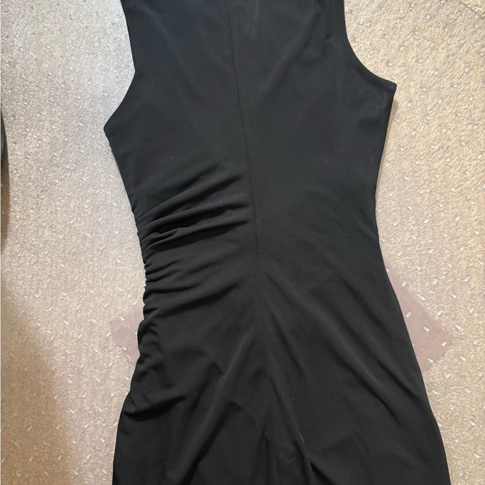 Cinq a Sept Black Sleeveless Bodycon Maxi Dress Rouching